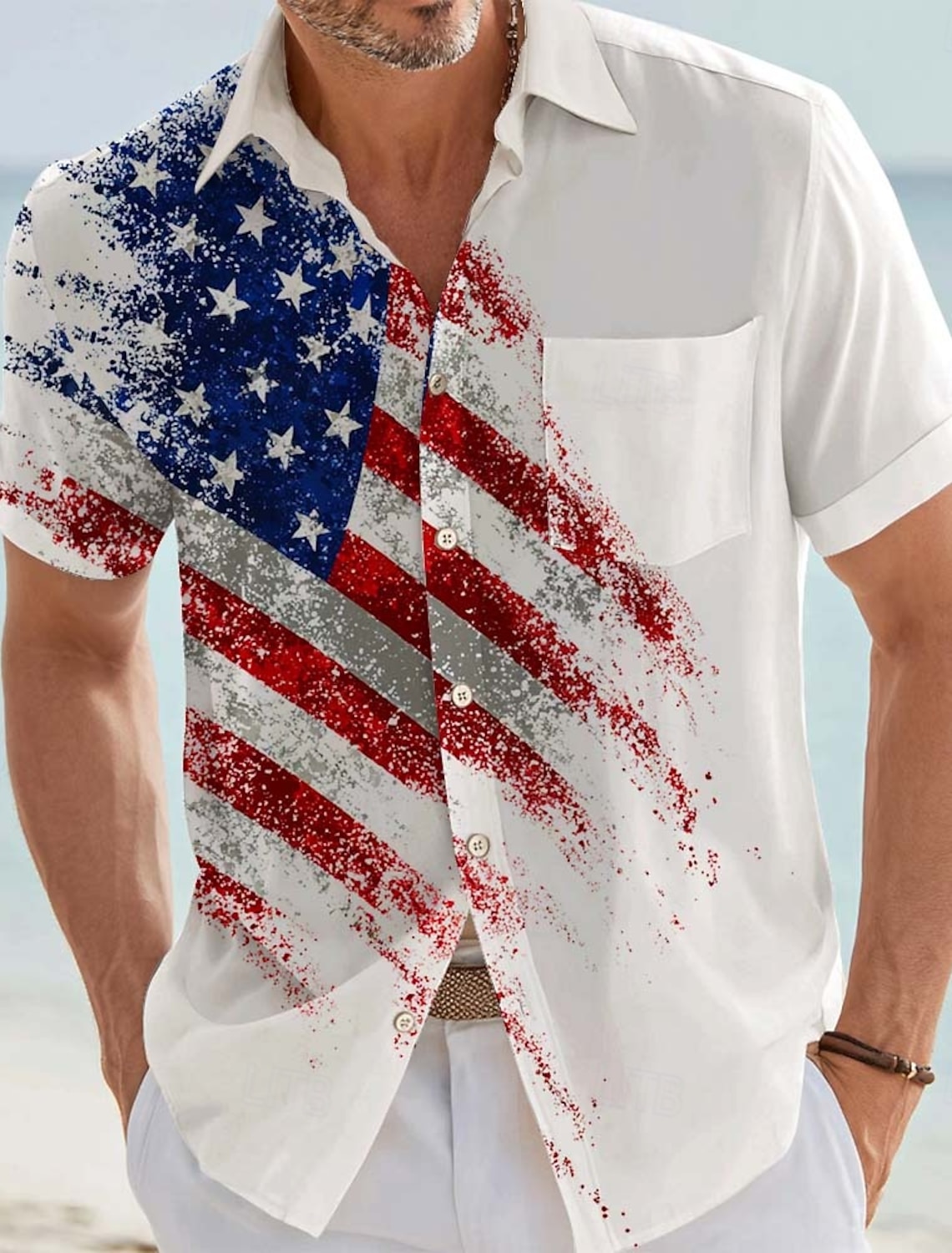 Independence Day Men's American US Flag 4th of July U.S. 250th Anniversary Patriotic Shirt Summer Shirt Button Up Shirt Short Sleeve Fashion Casual Holiday Summer Turndown 3D Print Front One Pocket