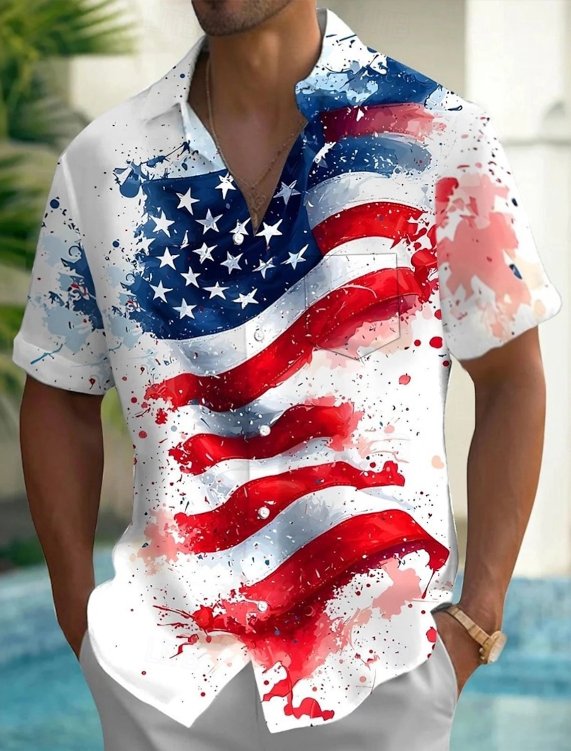 Independence Day Men's American US Flag 4th of July U.S. 250th Anniversary Patriotic Shirt Summer Shirt Button Up Shirt Short Sleeve Fashion Casual Holiday Summer Spring Turndown 3D Print Collared