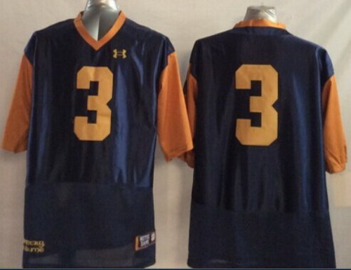 Men's Notre Dame ND Blue 2014 embroidered Joe Montana #3 official