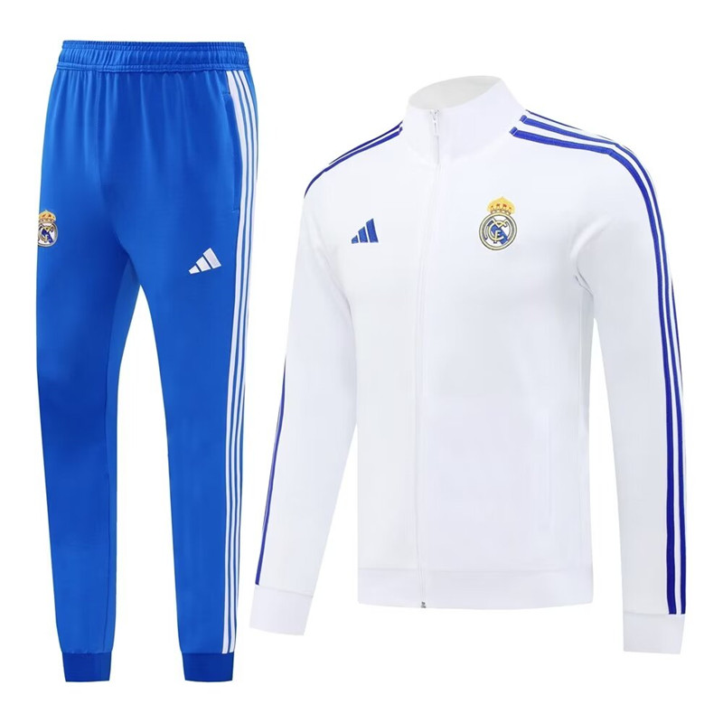 Real Madrid 2425 White Blue Stripes Jacket - Official Replica 24654