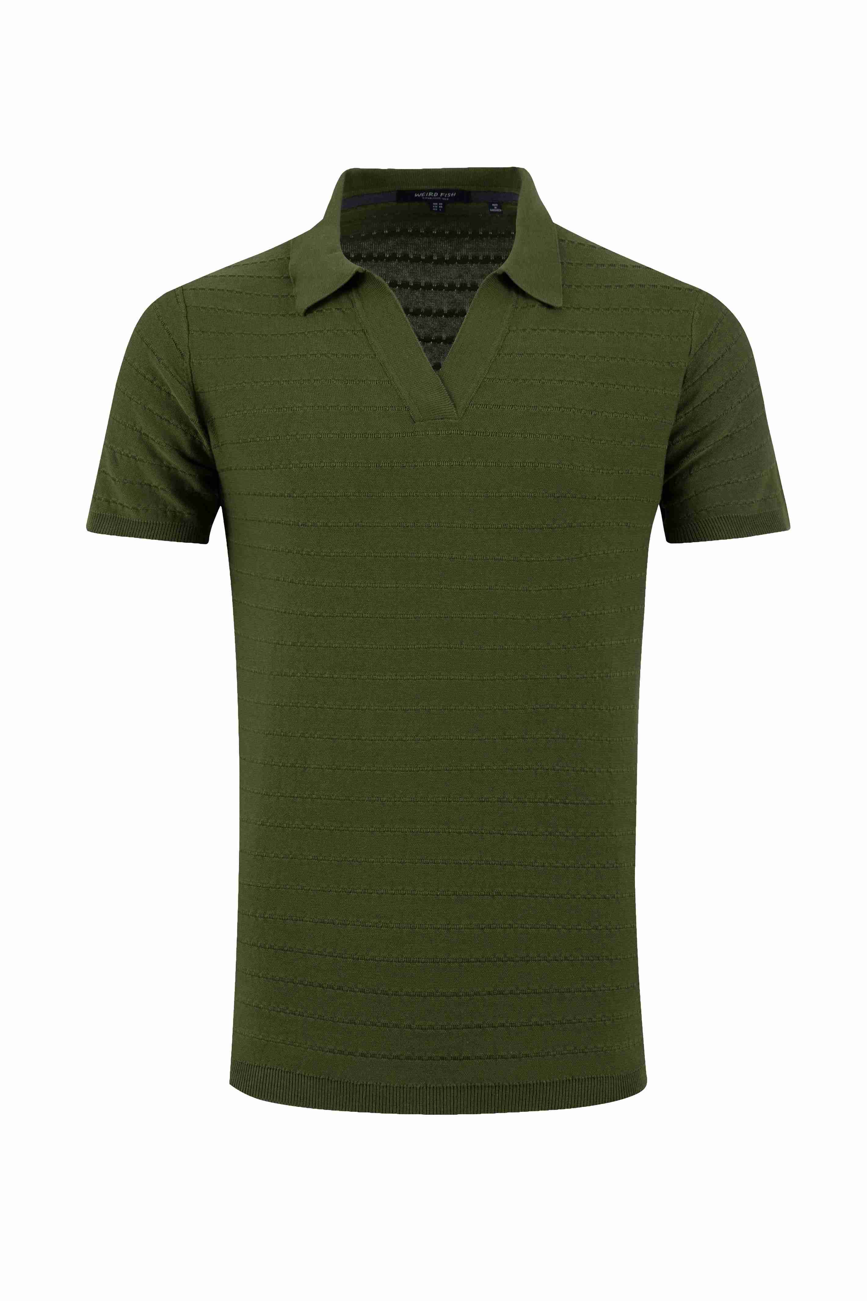 Tyne Trophy Neck Knitted Polo Shirt Ginko Green