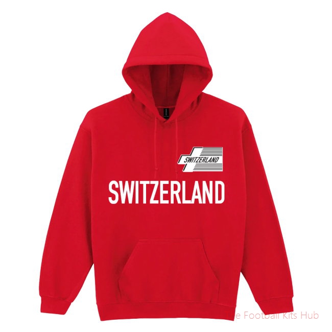 Men Switzerland Logo & Text Hoody (Red)
