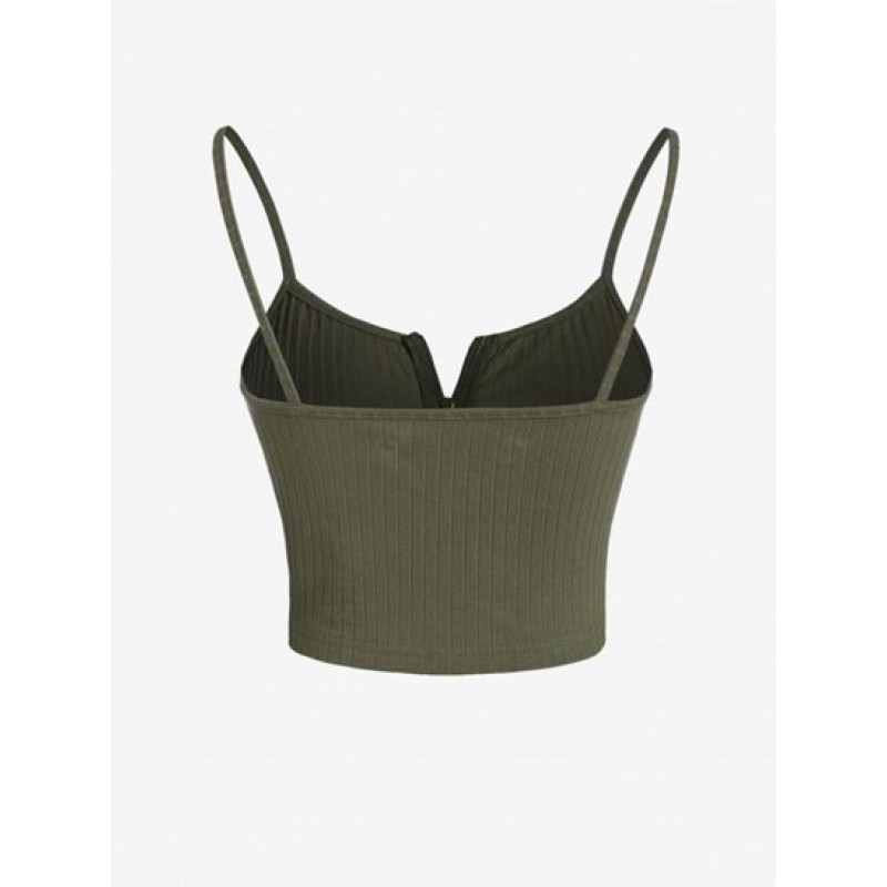 Ribbed Zip Front Crop Camisole CN5883