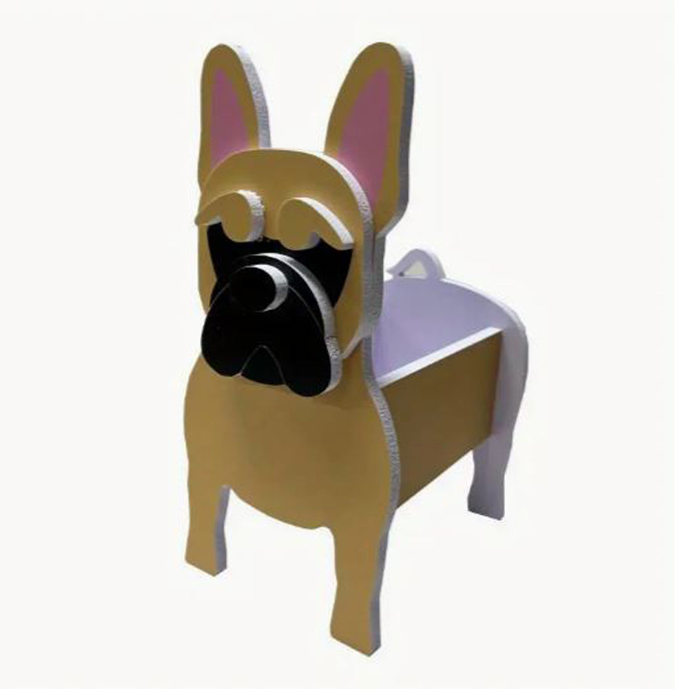 Frenchie Shaped Wooden Plant Pot Whimsical Garden Decor Casual Wear