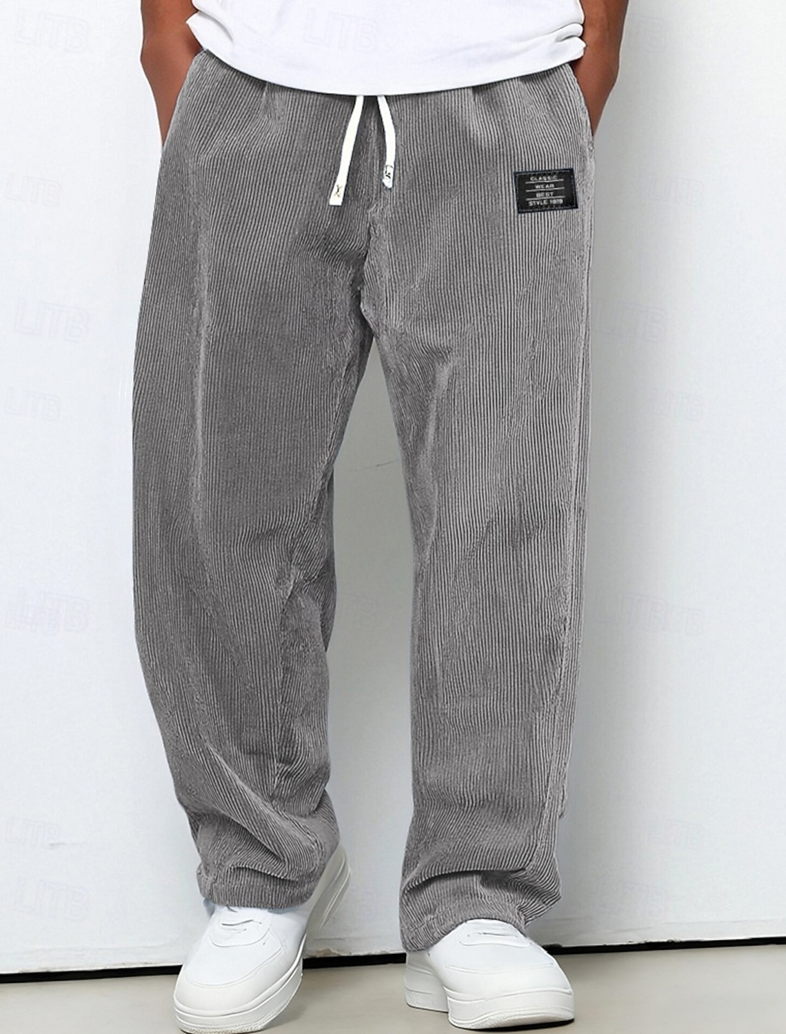 Men's Sweatpants Trousers Corduroy Pants Drawstring Pocket Elastic Waist Plain Comfort Daily Sports Outdoor Fashion Casual Blue Dark Brown Micro-elastic