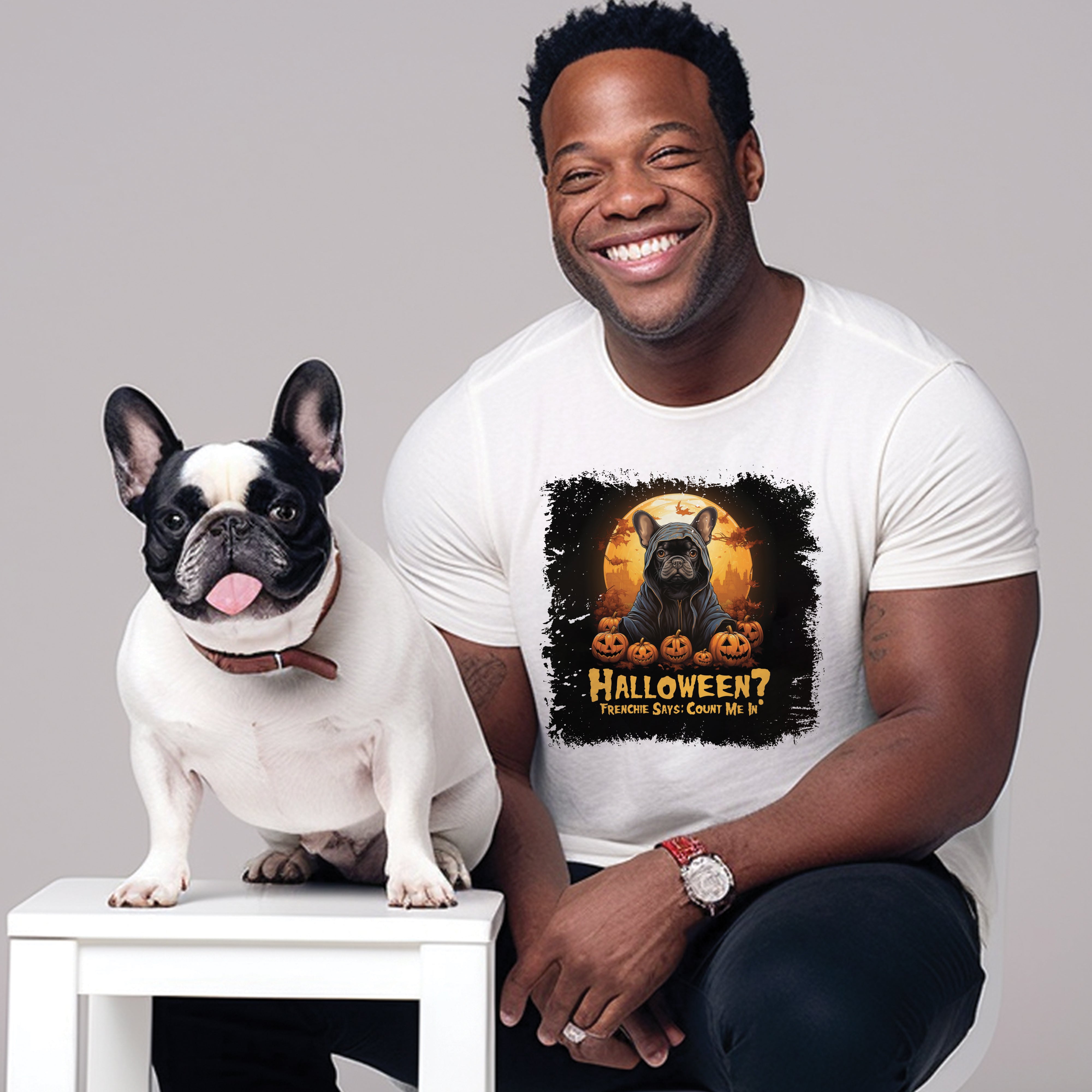 Playful Frenchie Halloween - Unisex T-Shirt