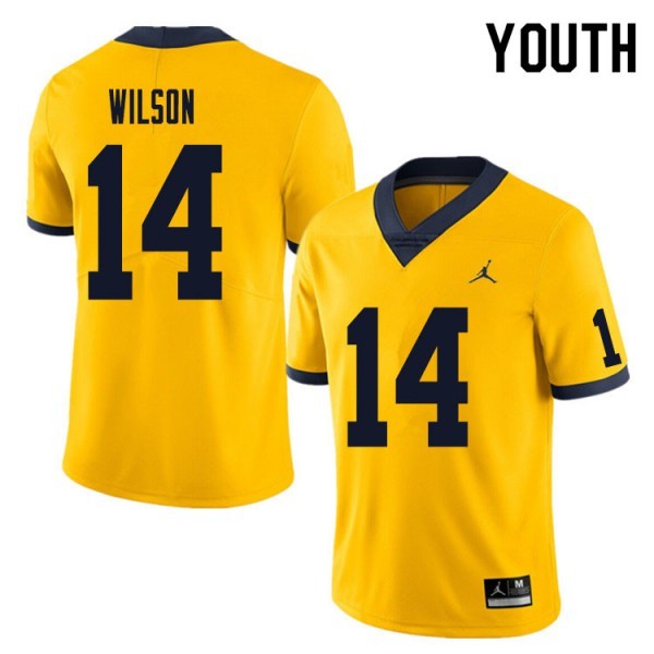 Yellow Michigan Wolverines #14 Jordan Youth Yellow Official Replica