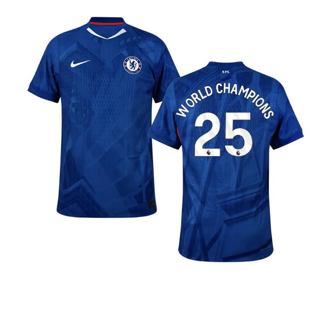 match worn 2025-2026 Chelsea Home Authentic Shirt (World Champions 25)