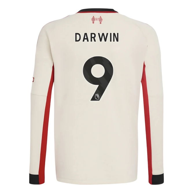 2025-20 Liverpool Adidas Away Football Jersey Darwin 9 L S Kids