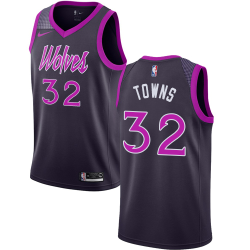 Nike Minnesota Timberwolves #32 Karl-Anthony Towns Purple NBA Swingman City Edition 2018/19 Jersey Mens