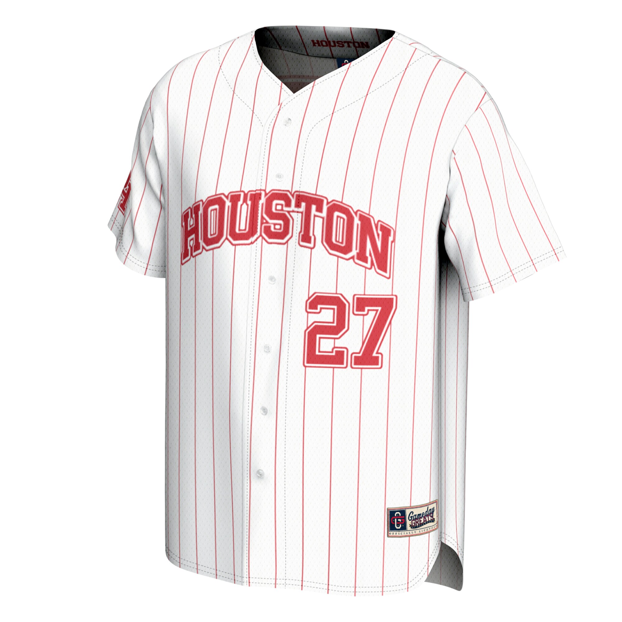 [DDG] Houston Cougars GameDay Greats Unisex Lightweight Collegiate Baseball Fashion Jersey - White