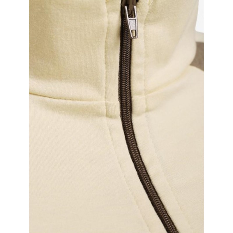 Full Zip Collared Colorblock Cropped Tee VS0995