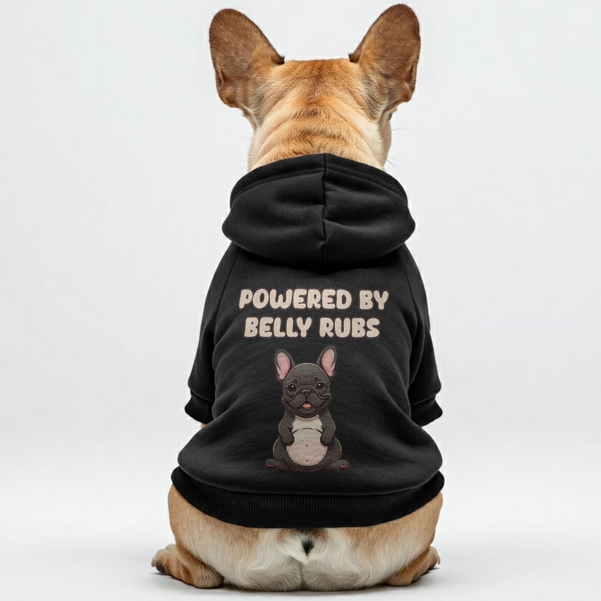 Durable Powered By Belly Rubs - Personalized French Bulldog Hoodies W...