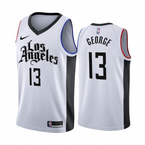 Nike Los Angeles Clippers #13 Paul George 2019-20 White Los Angeles City Edition NBA Jersey Mens