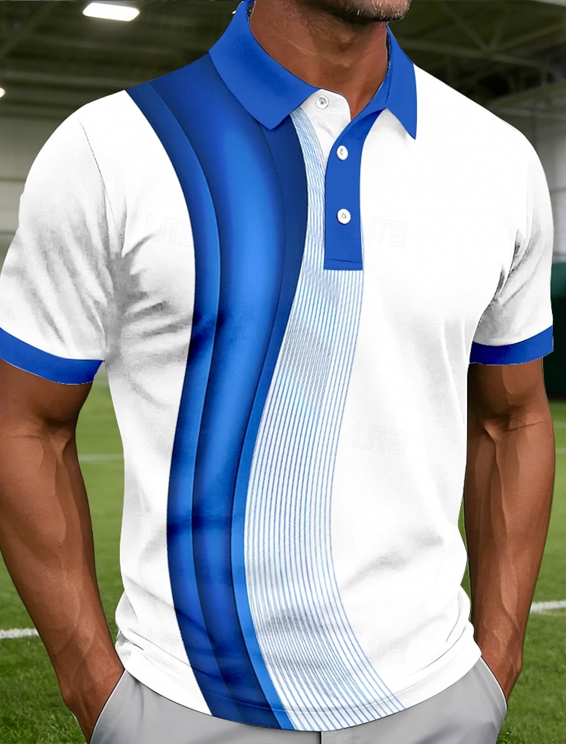 Men's Golf Line Polo Sports Shirts Short Sleeve Collared Casual