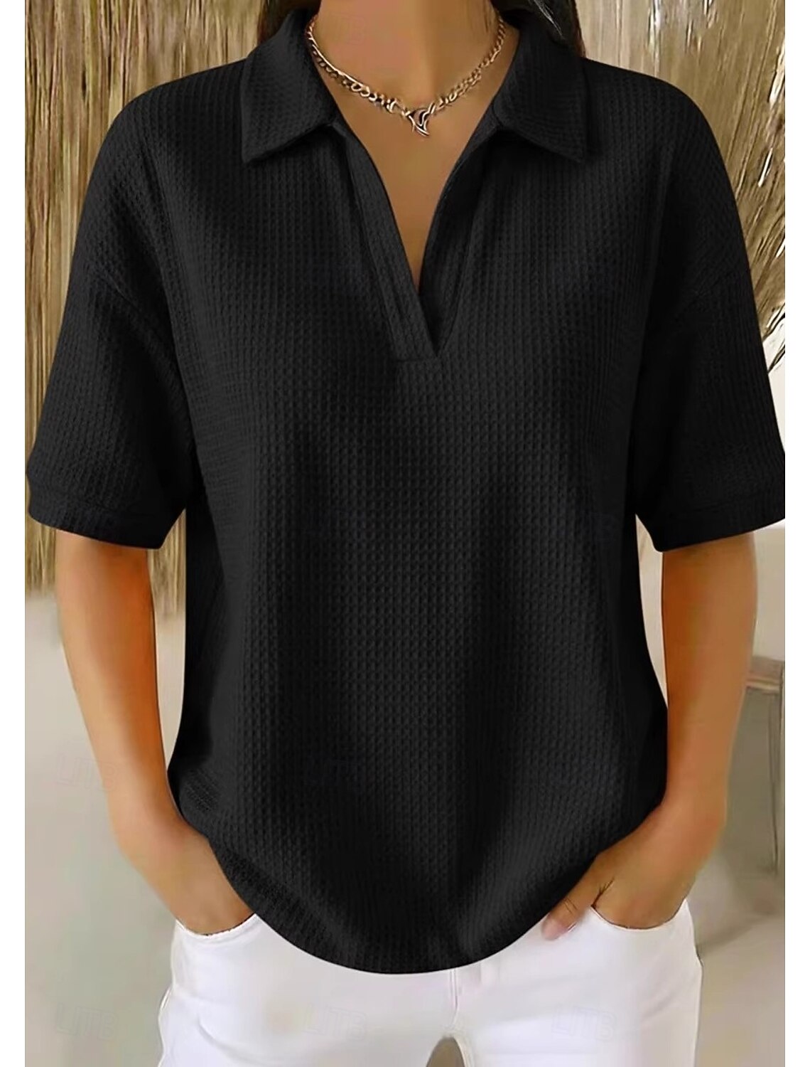 Women's Shirt Solid Color Plain Elegant Active Vacation Sleeveless V Neck Regular Tops Blue Orange color Black White Sky Blue Summer Spring Fall