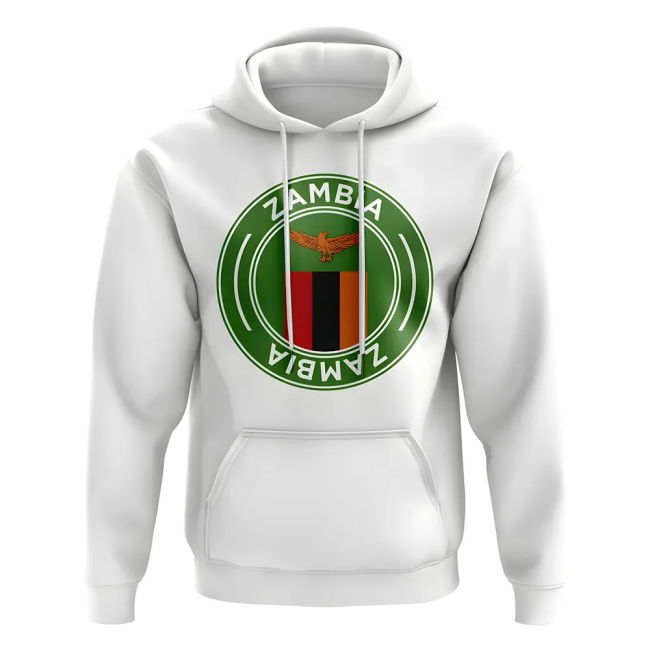 Match-Ready Zambia Football Badge Hoodie (White) Climate-Control