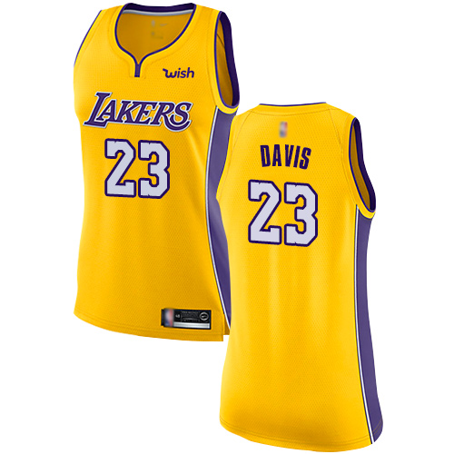 Gold Nike Anthony Davis #23 Lakers Jersey - Mesh Fabric Basketball Jersey