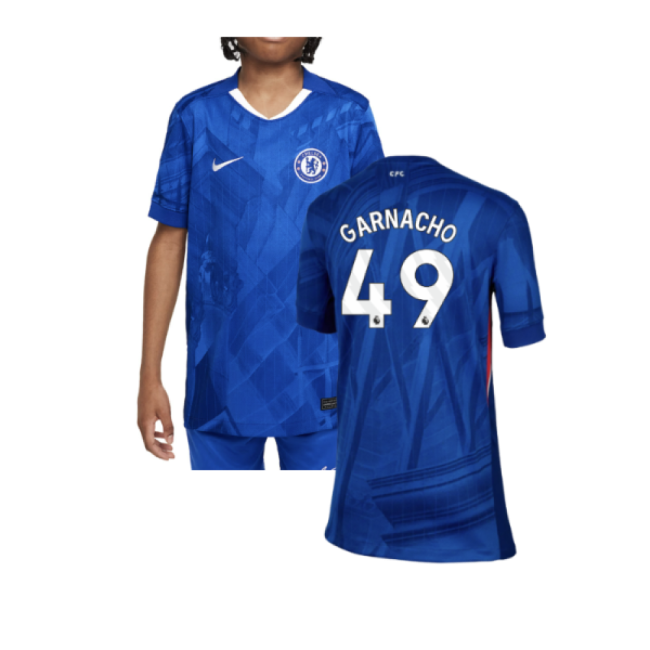 Authentic Chelsea Chelsea Home Shirt Kids Garnacho #49 Premium Qua...