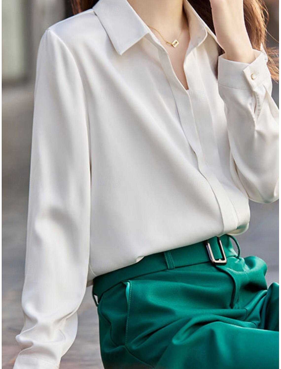 Women's Shirt Blouse Basic Casual Solid Color Regular Tops Long Sleeve Shirt Collar Buttons Regular Fit Daily Fall Winter