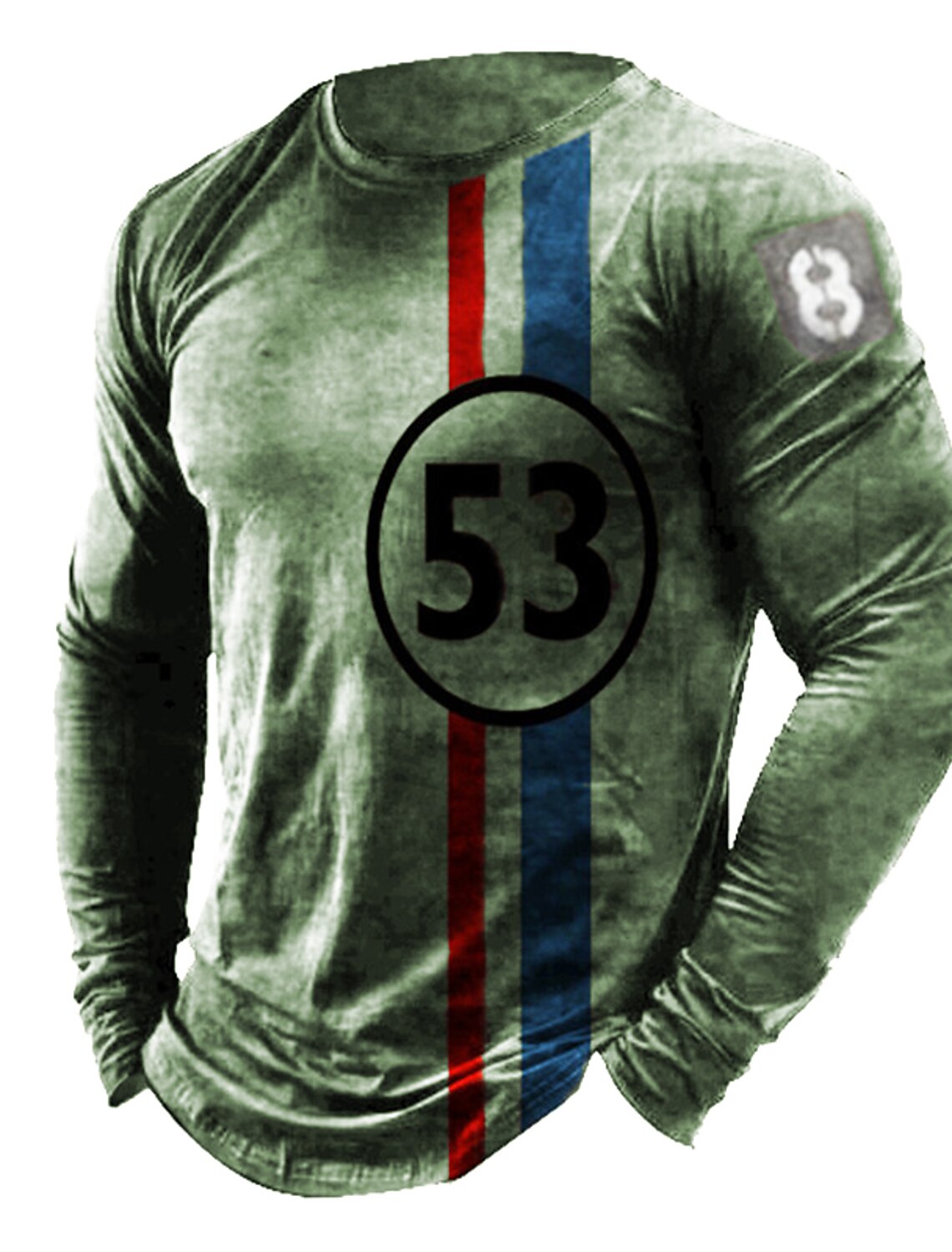 Men's Unisex Striped Graphic Prints T Shirt Distressed Long Sleeve 3D