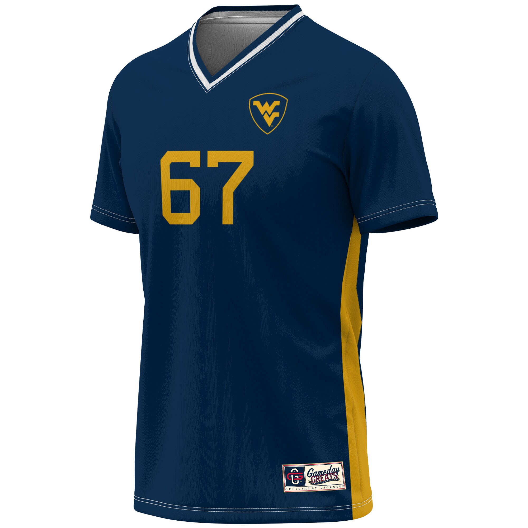 [SJH] West Virginia Mountaineers GameDay Greats Unisex Lightweight Soccer Fashion Jersey - Navy