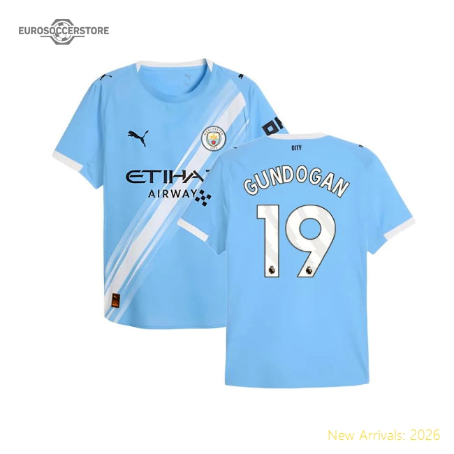 Official 2025-2026 Man City Authentic Home Shirt (gundogan 19)