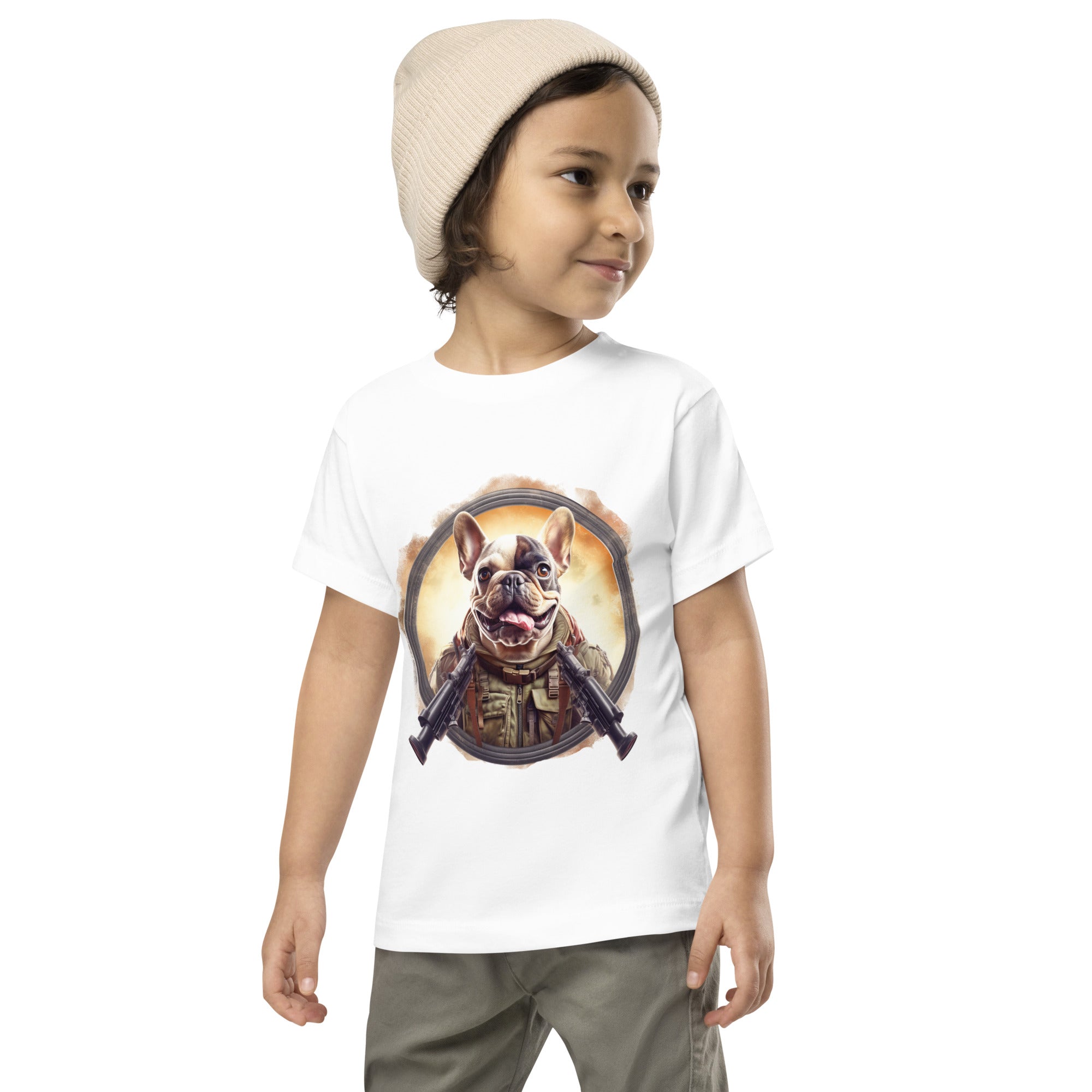 Street-Ready Soldier Frenchie Toddler Staple Tee - Brave And Comforta...