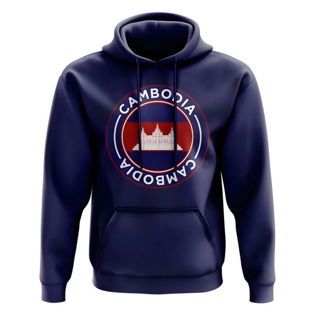 Pro-Grade Tournament-Edition Cambodia Football Badge Hoodie (Navy)