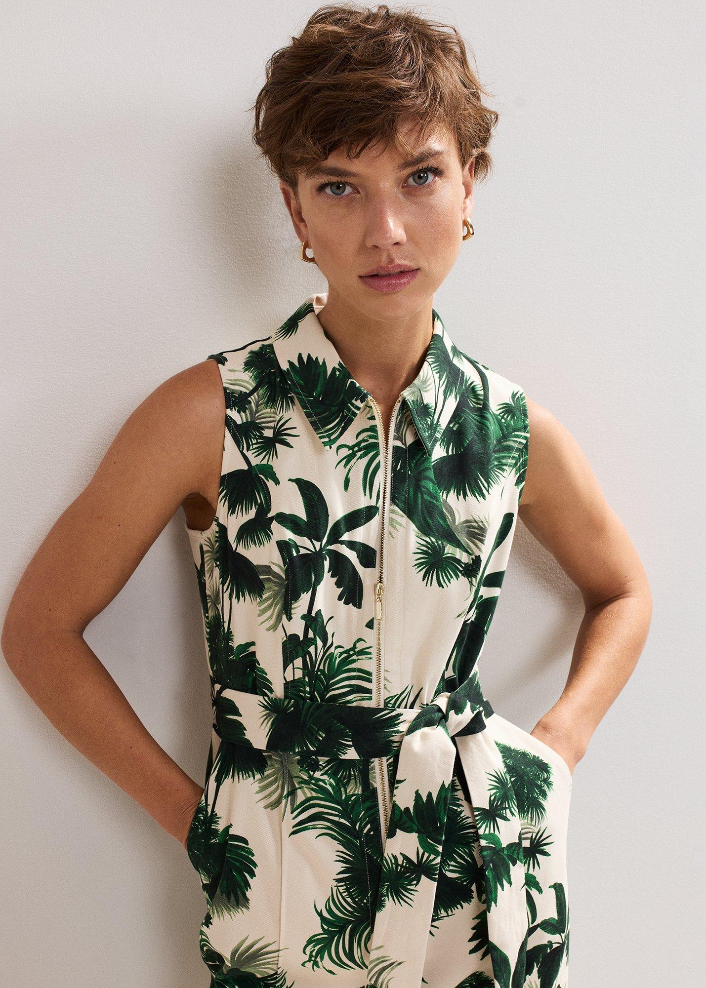 Tullisa Denim Palm Jumpsuit