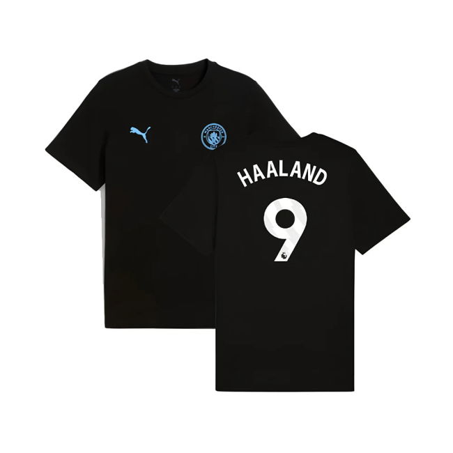 Modern Man City 2025-2026 Man City FtblESS Tee (Black) (Haaland 9) ...