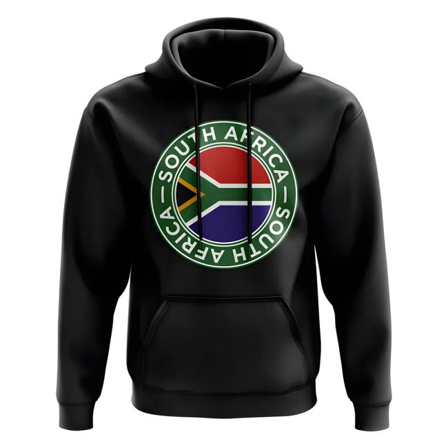 World-Class Premium-Quality South Africa Football Badge Hoodie (Black)