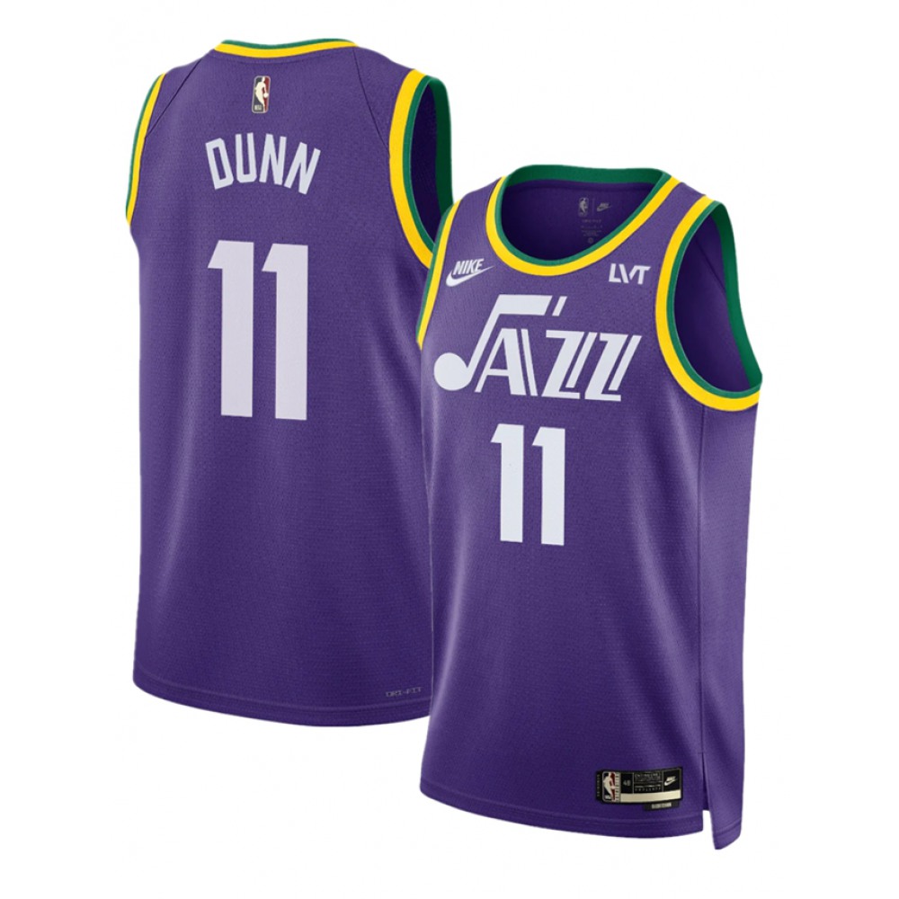 Men's Utah Jazz #11 Kris Dunn Purple 2023 Classic Edition Stitched Basketball Jersey