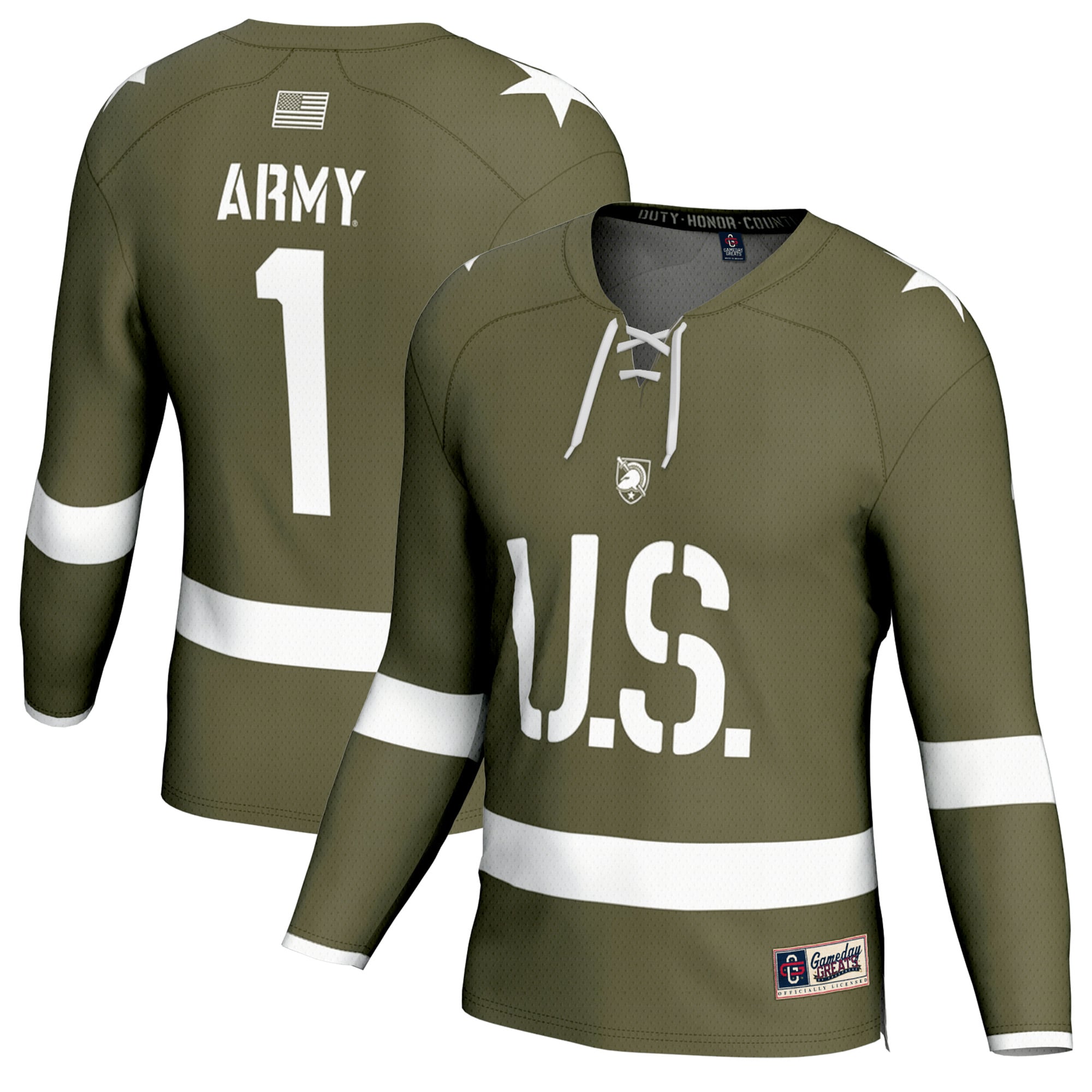 #1 Army Black Knights GameDay Greats Youth Ice Hockey Fashion Jersey - Olive