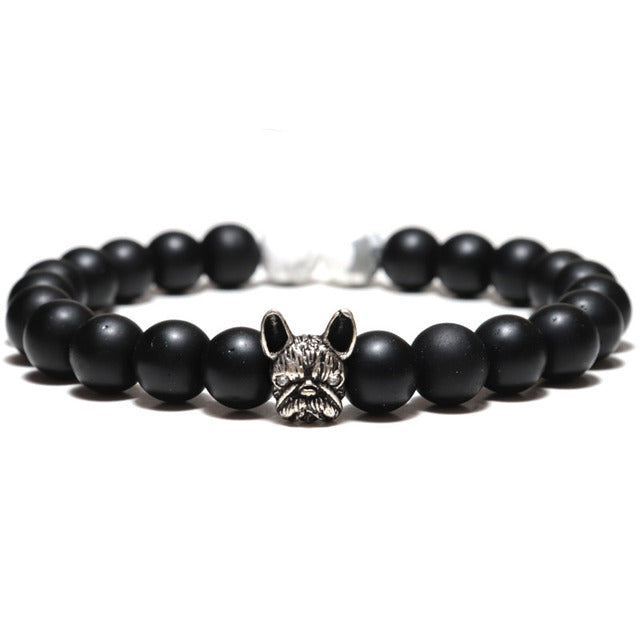 Durable French Bulldog Bracelet Onyx Lava Stone as a Gift Premium