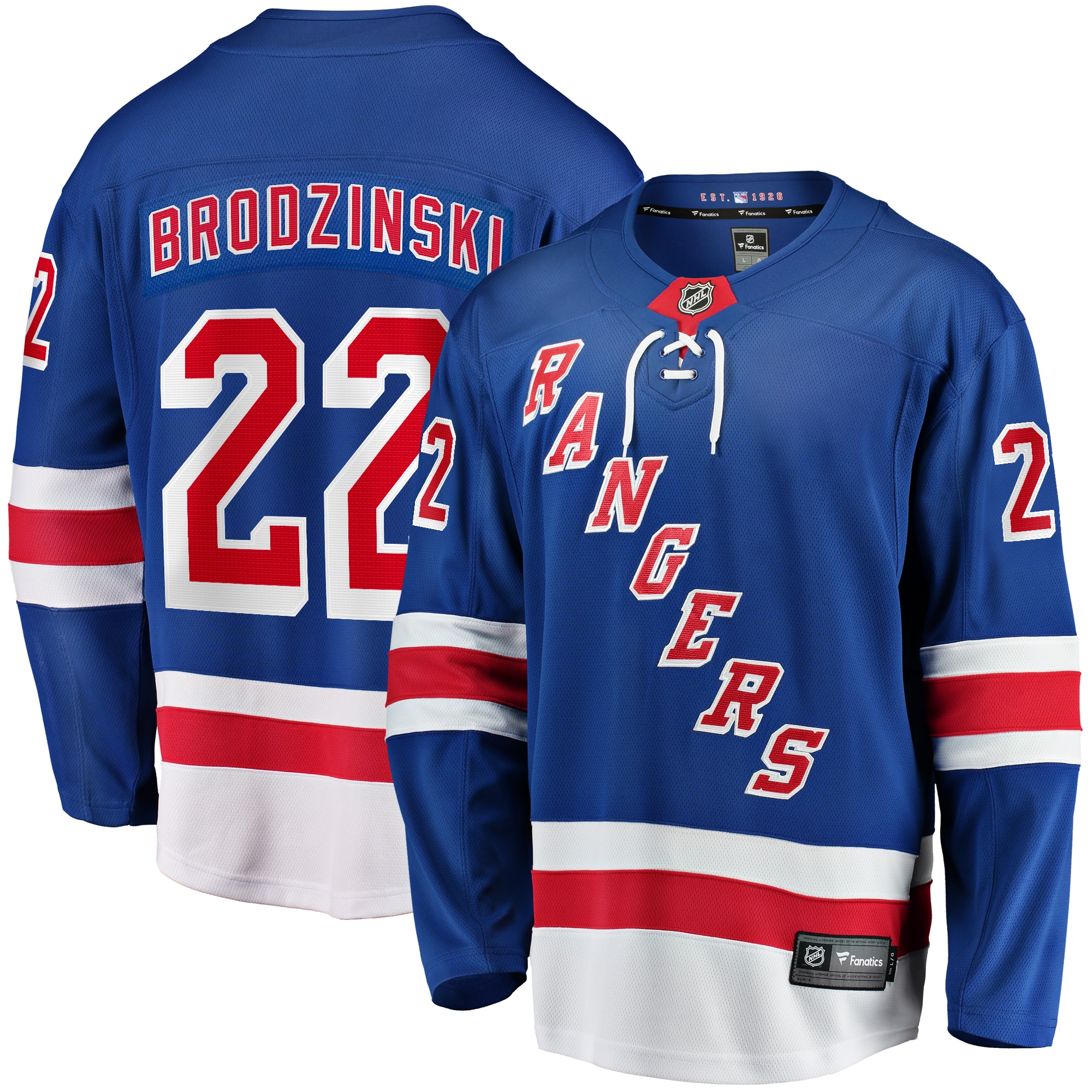 [LK] Jonny Brodzinski New York Rangers Home Premier Breakaway Player Jersey - Blue