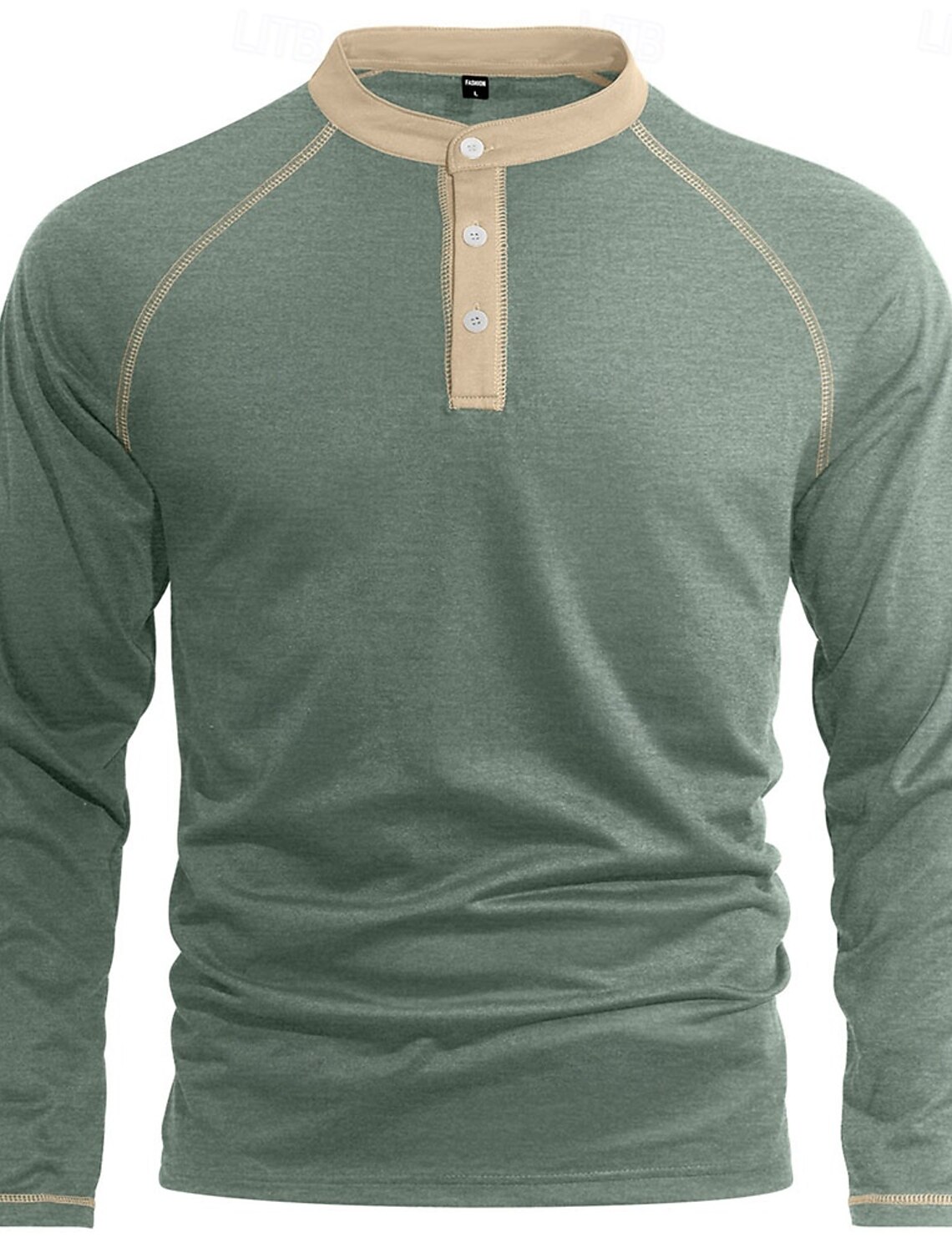 Men's T Shirt Henley Long Sleeve Crew Neck Summer Spring Solid Color