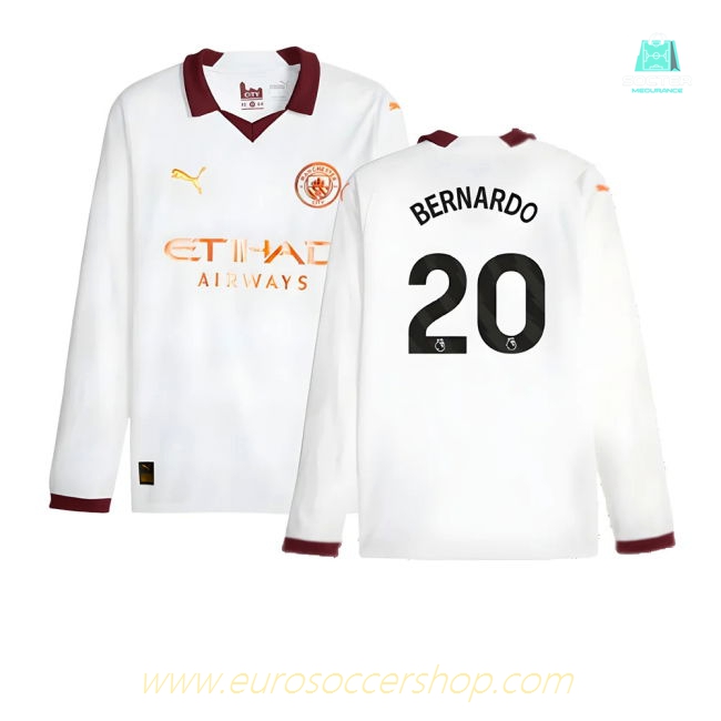 2023-2024 Man City Long Sleeve Away Shirt (BERNARDO 20)