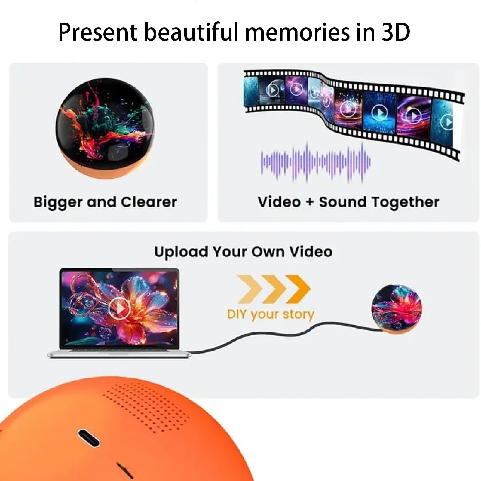 FrenCrys French Bulldog Crystal Ball – Customizable 3D Video Photo Sphere Ball - Christmas gift