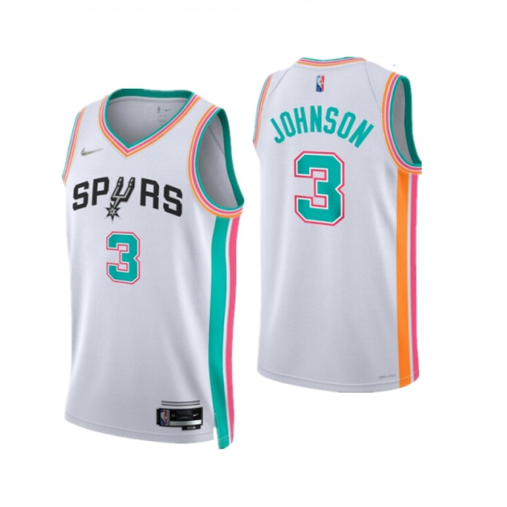 Collector's Item Official Men's Spurs #3 Keldon White Basketball Jersey