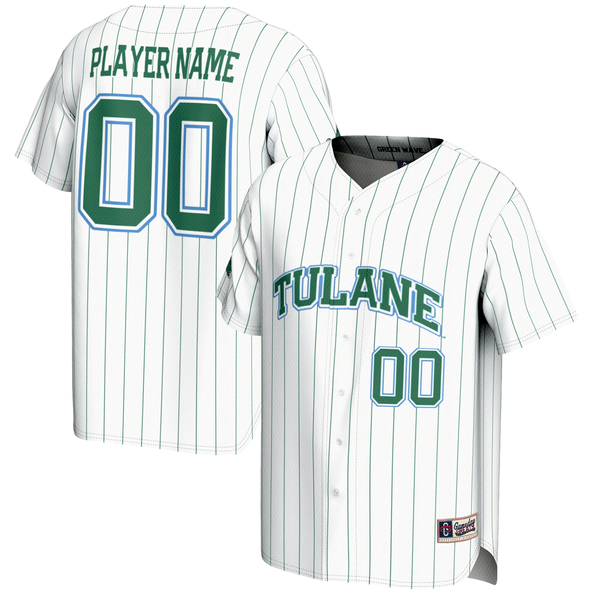 [NJP] Women's Tulane Green Wave GameDay Greats NIL Pick-A-Player Lightweight Baseball Jersey - White