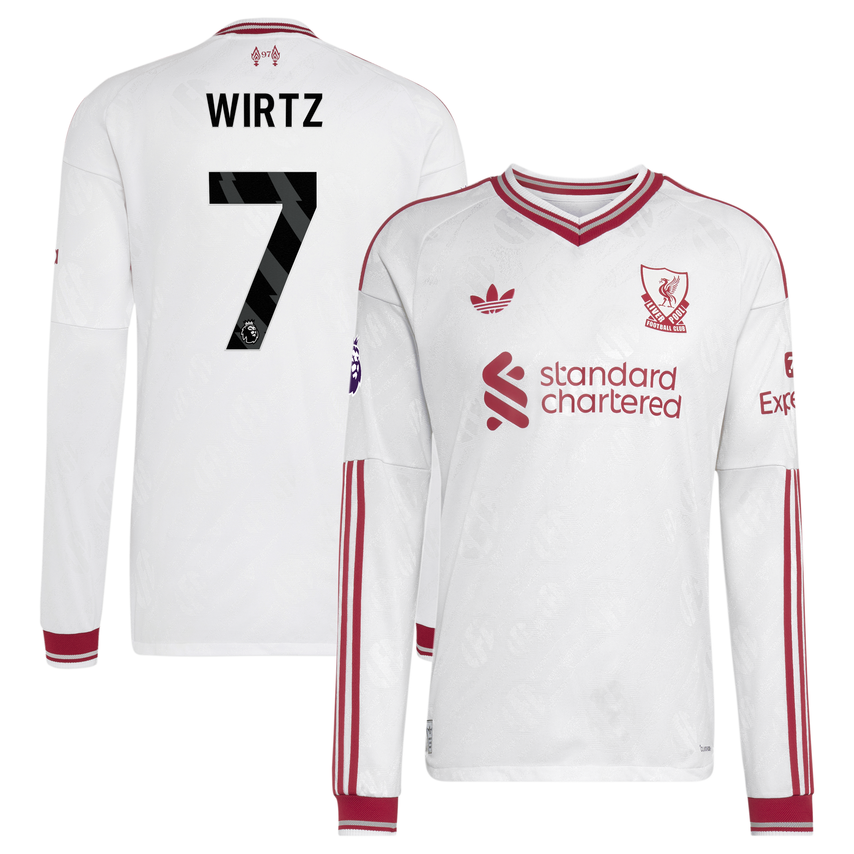 [ESK] Women's Florian Wirtz Liverpool 2026/27 Away On-Field Authentic Long Sleeve Jersey - White