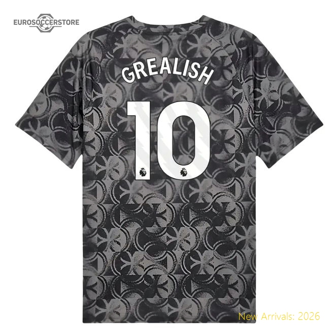 2025-2026 Man City Warm Up Jersey (Black) (Grealish 10)