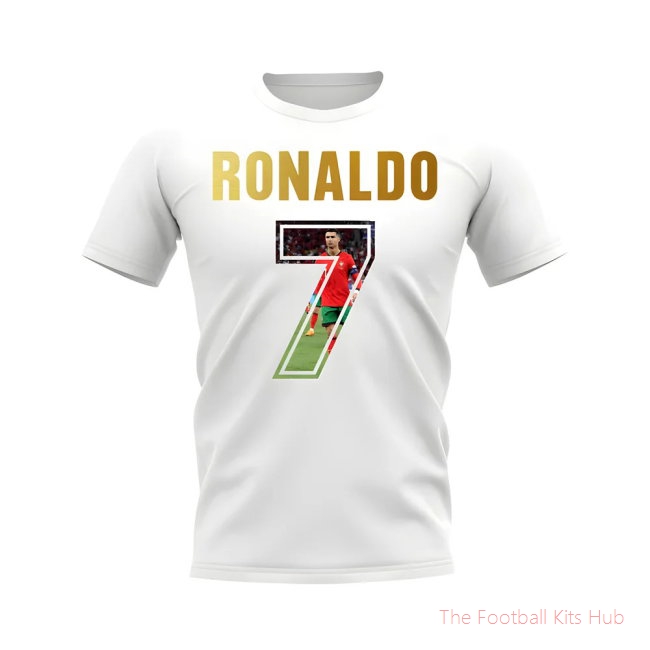 Cristiano Ronaldo Name And Number Portugal T-Shirt (White)
