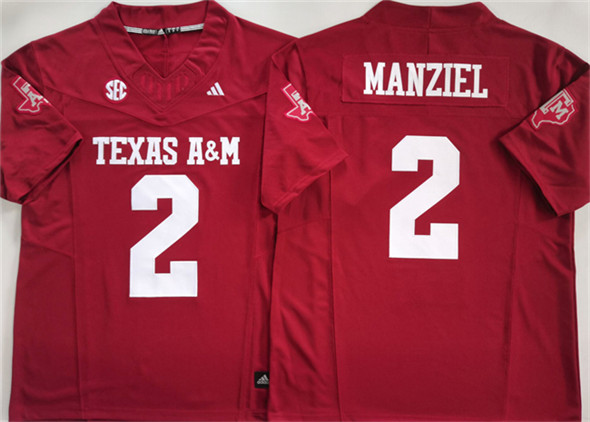 Men's None Red 2025 team authorized Johnny Manziel #2 durabl Jersey