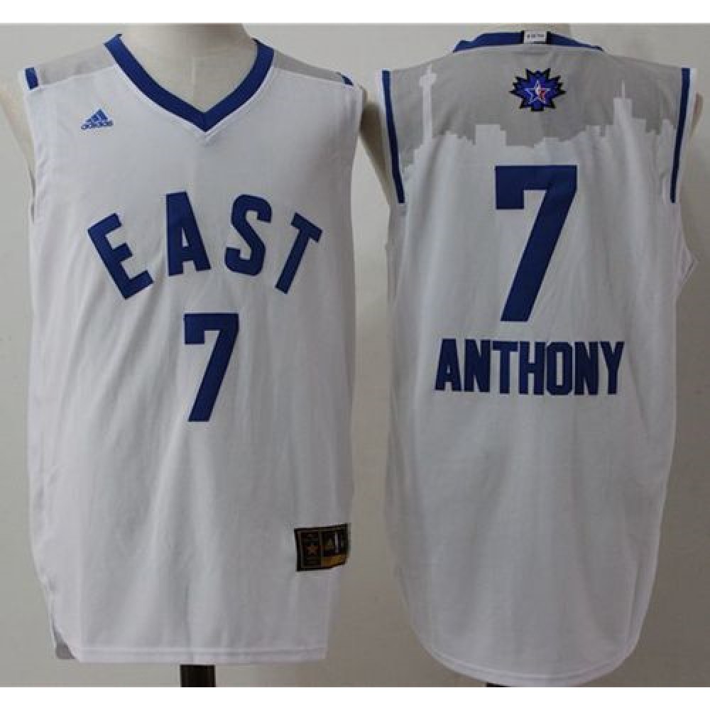 Game Day Elite Men's Knicks #7 Carmelo White Basketball Jersey