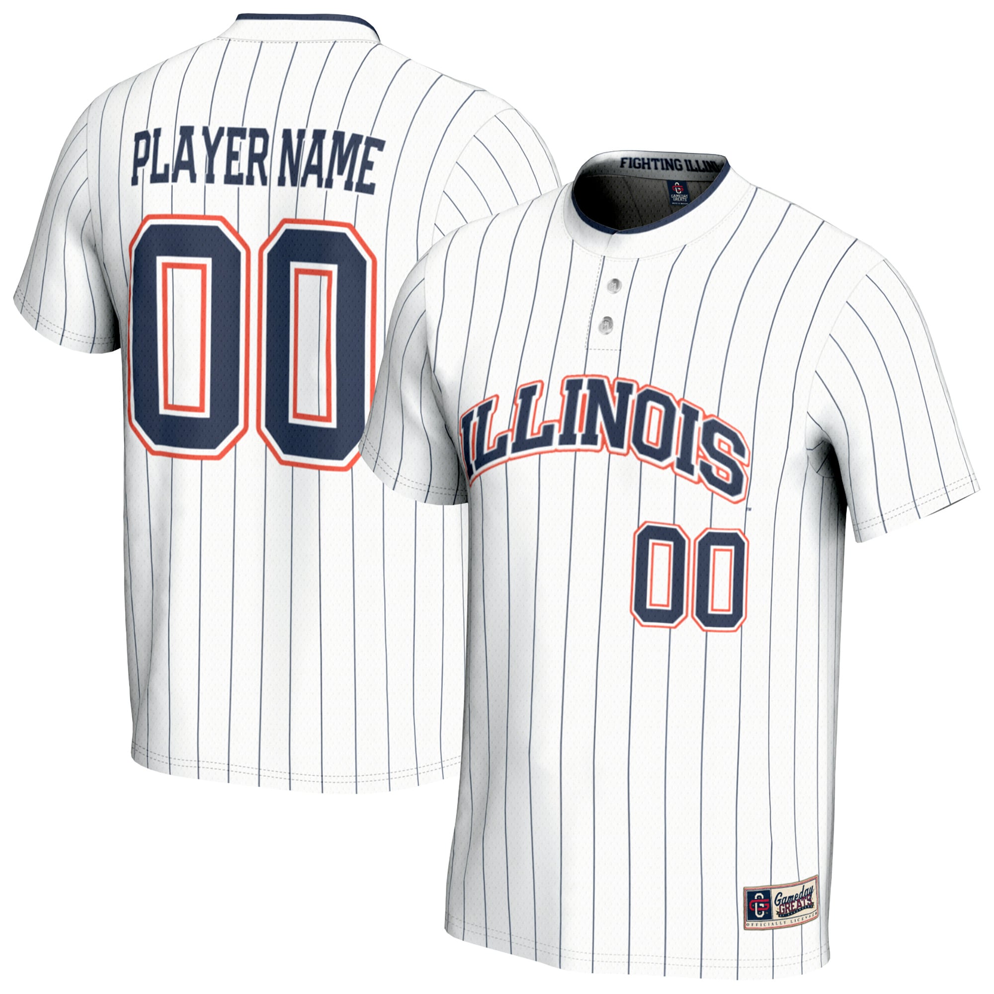[NJP] Illinois Fighting Illini GameDay Greats Youth NIL Pick-A-Player Lightweight Collegiate Softball Fashion Jersey - White
