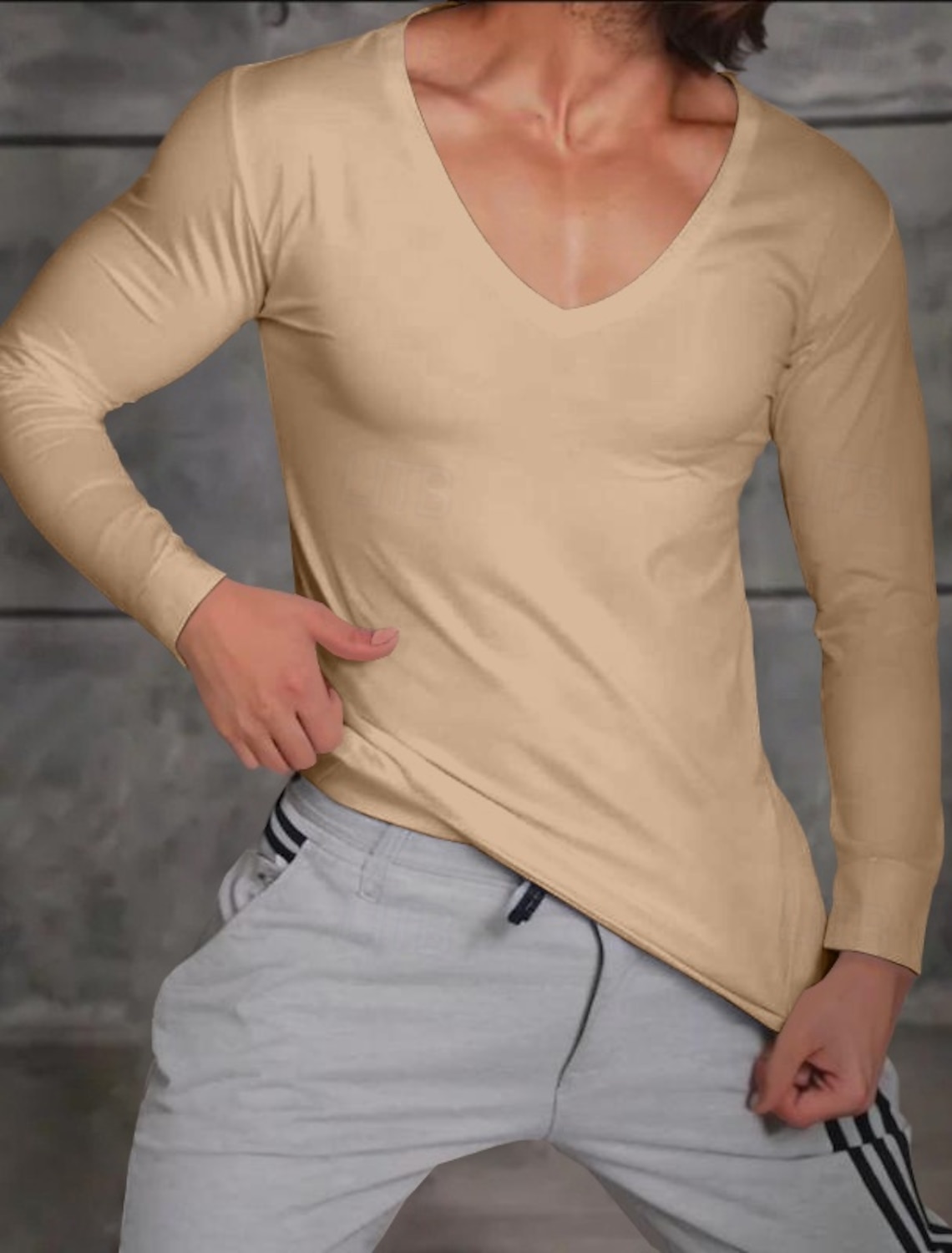 Men's T Shirt Long Sleeve V Neck Winter Spring & Fall All Seasons
