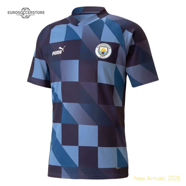 2022-2023 Manchester City Pre-Match Jersey (Blue-Navy) For Premier