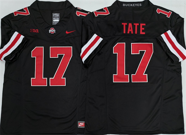 Men's OSU Ohio Black 2025 match worn Carnell Tate #17 breathable